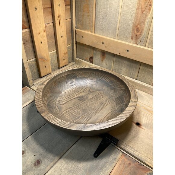 Other - 14" Large Decorative Wooden Fruit Bread Serving Bowl